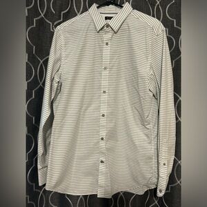 Banana Republic Gray Striped Button Down Shirt